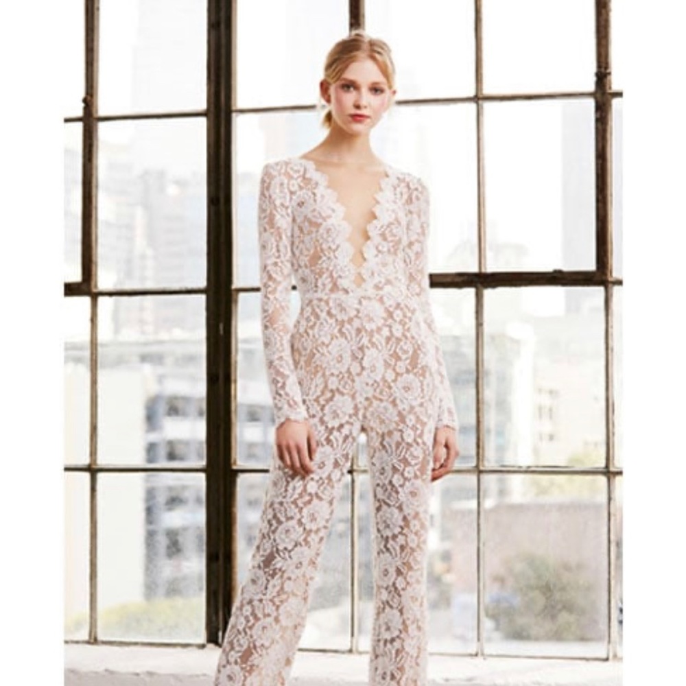 Tadashi Shoji Revel Long Sleeve Lace Jumpsuit - wedding/bridal